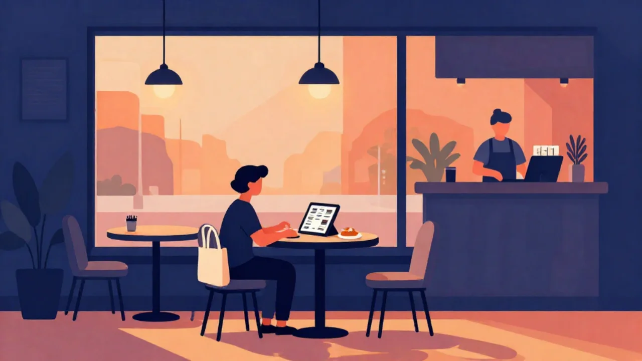 Illustration of text being placed over a photograph on a laptop screen