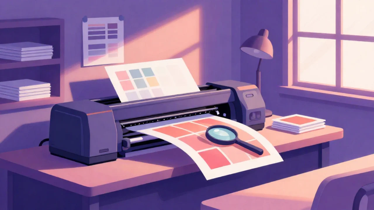 Illustration of printed photographs and a magnifier on a studio table